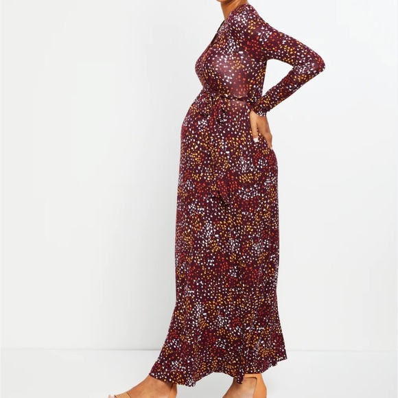Floral Wrap Long Sleeve Maternity Maxi Dress - Motherhood Maternity - Picture 3 of 5
